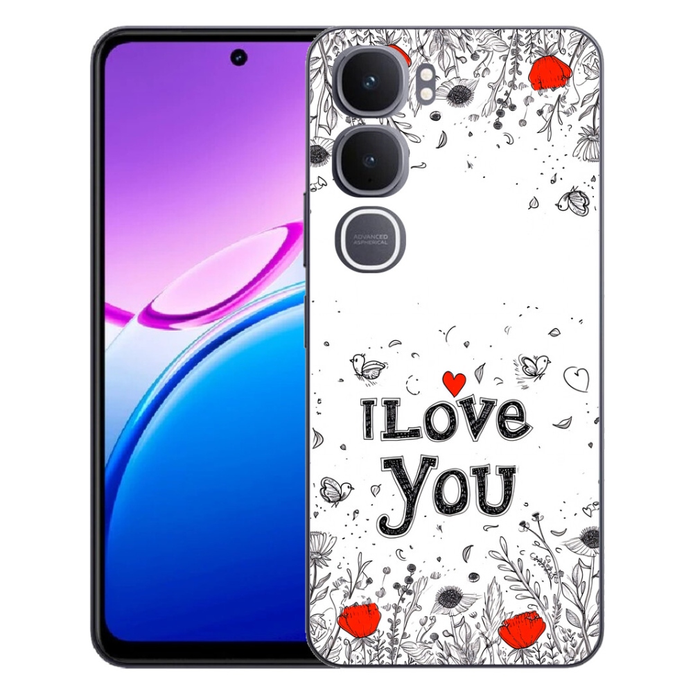 Gélový kryt mmCase na Vivo Y31 5G - I love you biele pozadie
