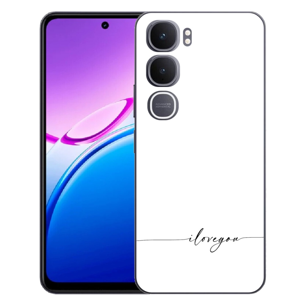 Gélový kryt mmCase na Vivo Y31 5G - I love you biele pozadie