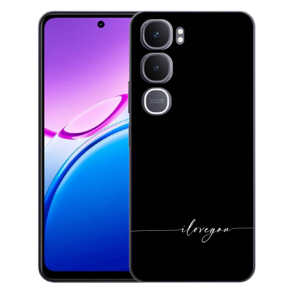 Gélový kryt mmCase na Vivo Y31 5G - I love you čierne pozadie