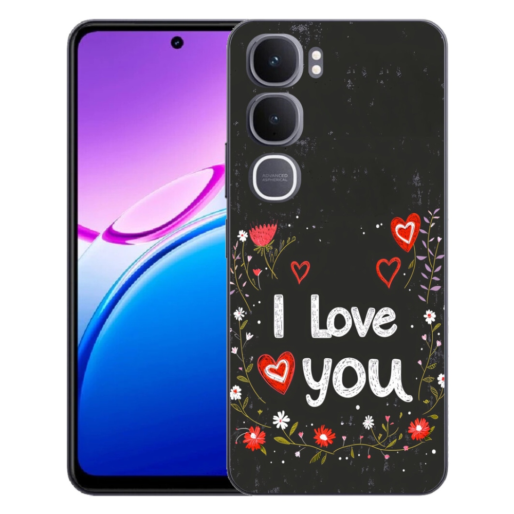 Gélový kryt mmCase na Vivo Y31 5G - I love you čierne pozadie