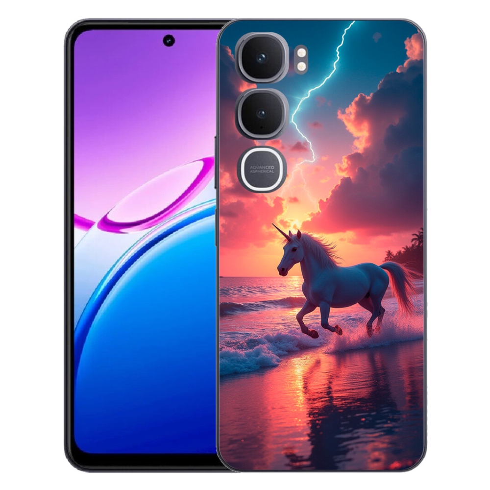 Gélový kryt mmCase na Vivo Y31 5G - jednorožec na pláži
