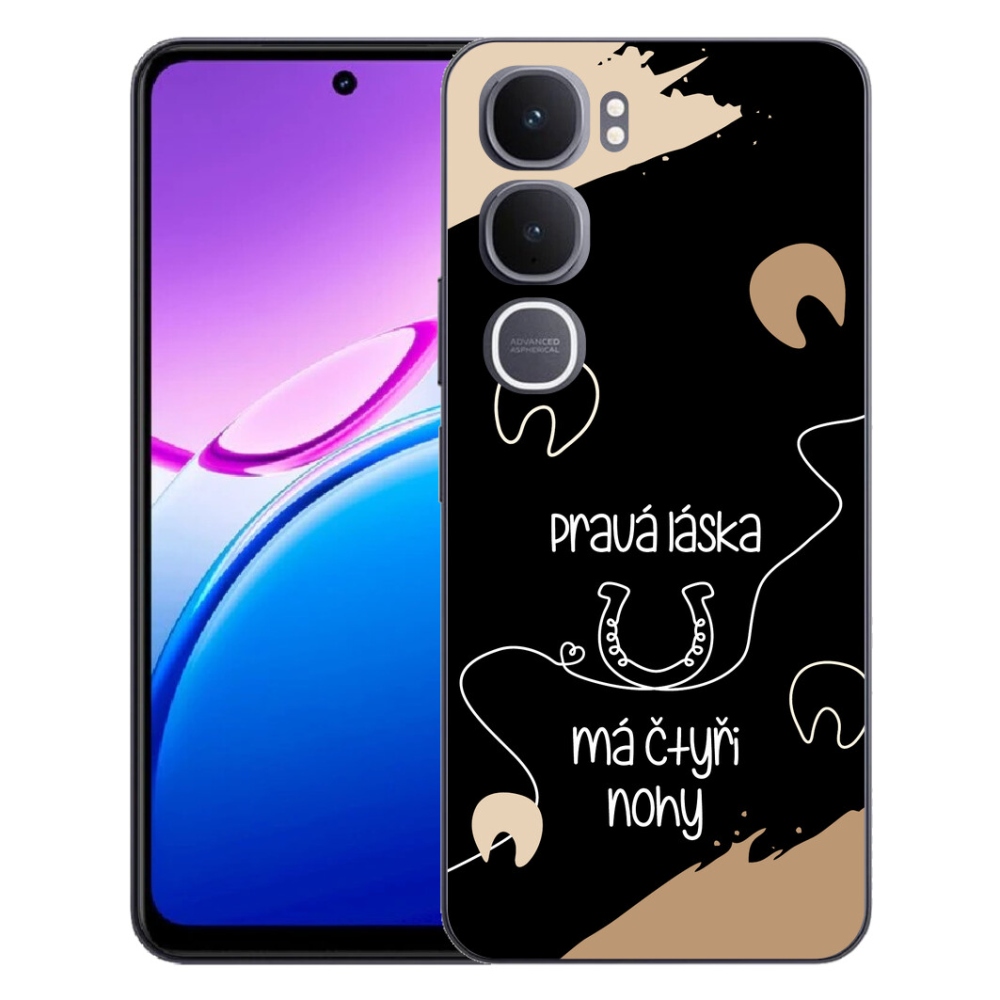 Gélový kryt mmCase na Vivo Y31 5G - konský motív čierne pozadie