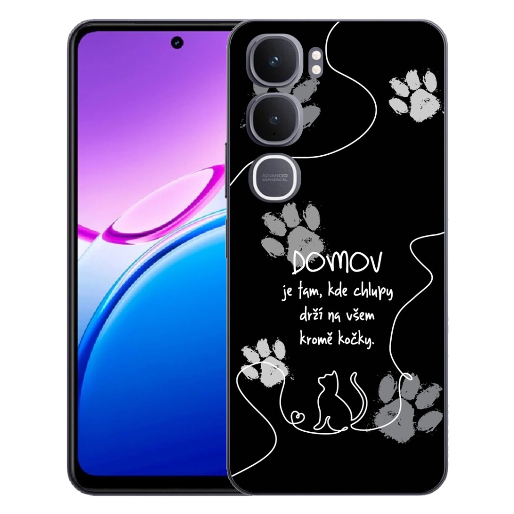 Gélový kryt mmCase na Vivo Y31 5G - mačacie motív čierne pozadie