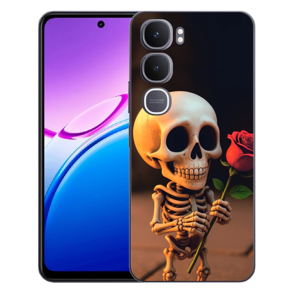 Gélový kryt mmCase na Vivo Y31 5G - kostlivec s ružou