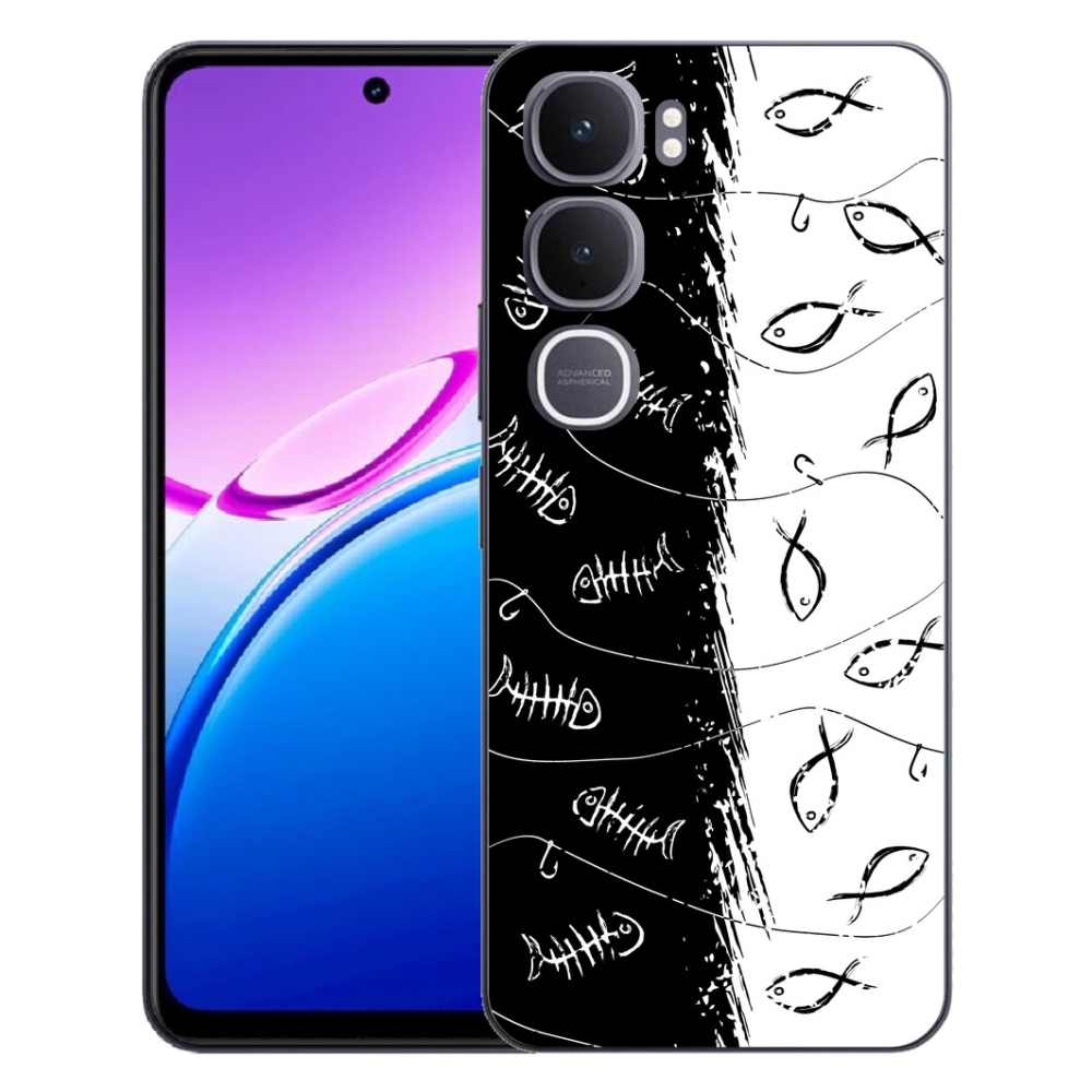 Gélový kryt mmCase na Vivo Y31 5G - kostry a rybky