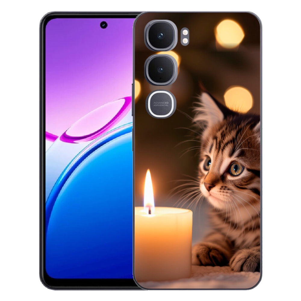 Gélový kryt mmCase na Vivo Y31 5G - mačiatko a sviečka