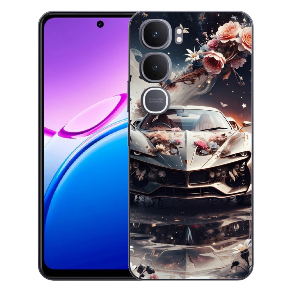 Gélový kryt mmCase na Vivo Y31 5G - kvetinový športový automobil