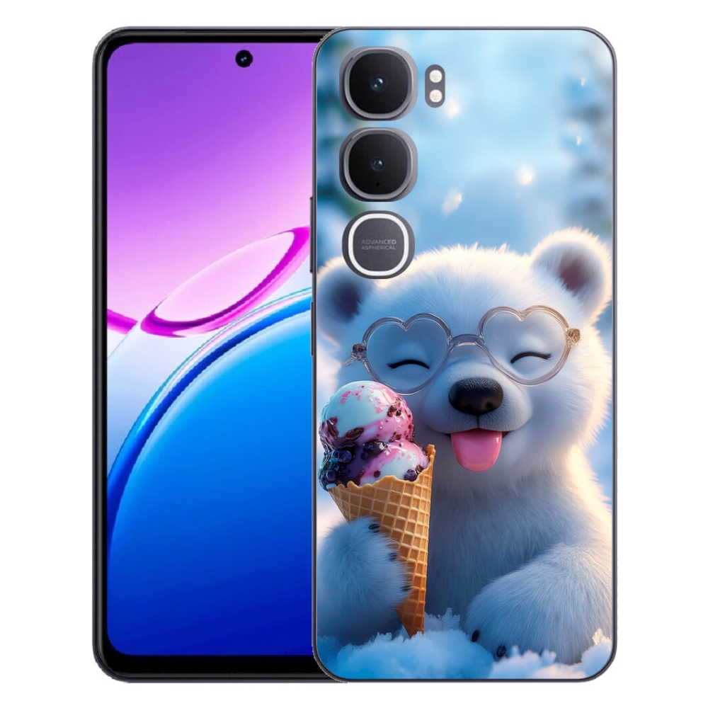 Gélový kryt mmCase na Vivo Y31 5G - medvedík so zmrzlinou