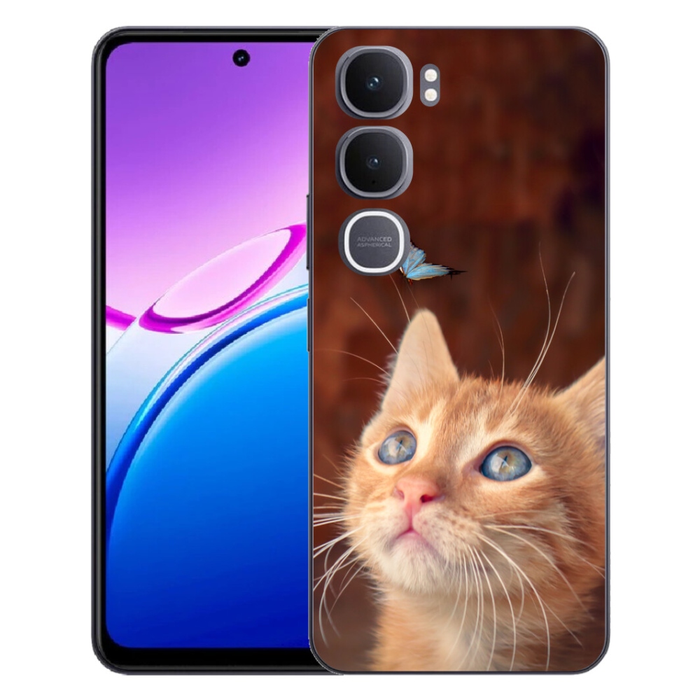 Gélový kryt mmCase na Vivo Y31 5G - motýľ a mačiatko