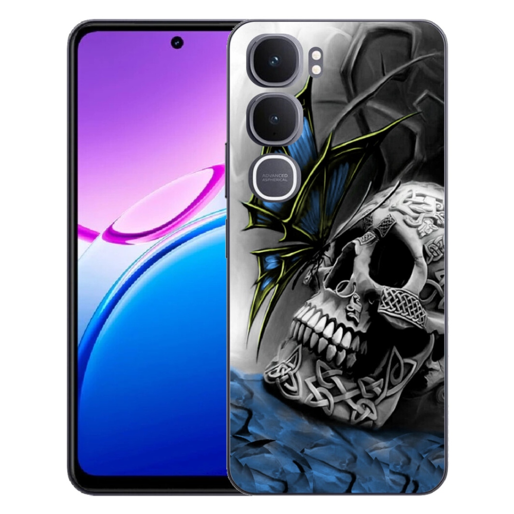 Gélový kryt mmCase na Vivo Y31 5G - motýľ a lebka