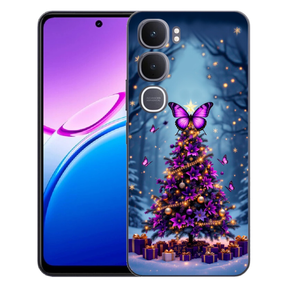 Gélový kryt mmCase na Vivo Y31 5G - motýlí vianočný stromček