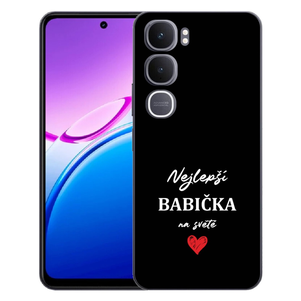 Gélový kryt mmCase na Vivo Y31 5G - najlepšia babička 1 čierne pozadie