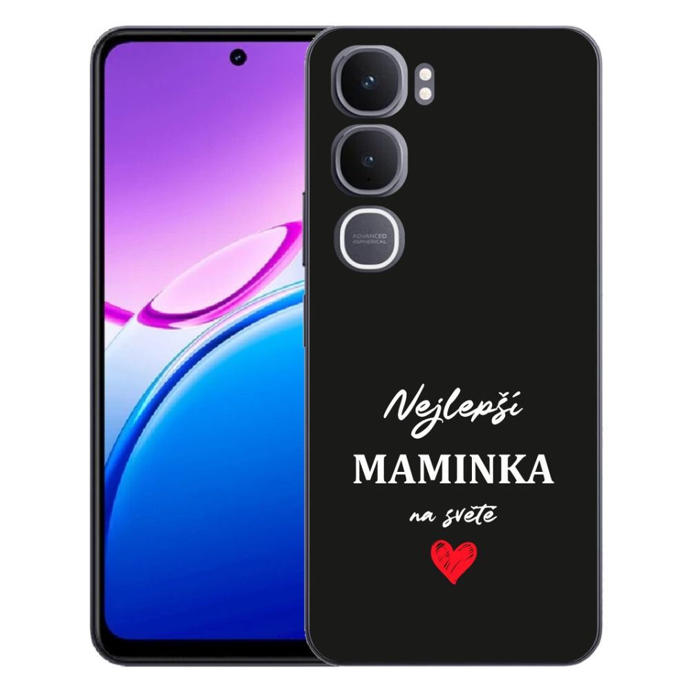 Gélový kryt mmCase na Vivo Y31 5G - najlepšia mamička 1 čierne pozadie