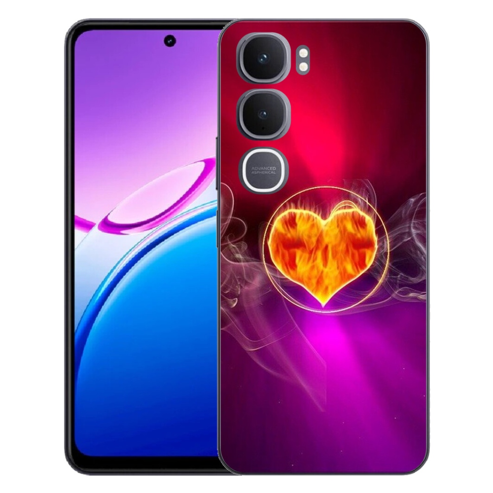 Gélový kryt mmCase na Vivo Y31 5G - ohnivé srdce