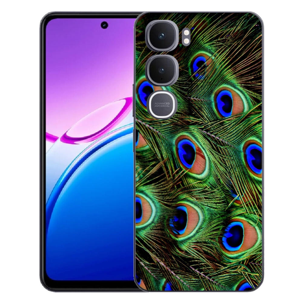 Gélový kryt mmCase na Vivo Y31 5G - pávie perie