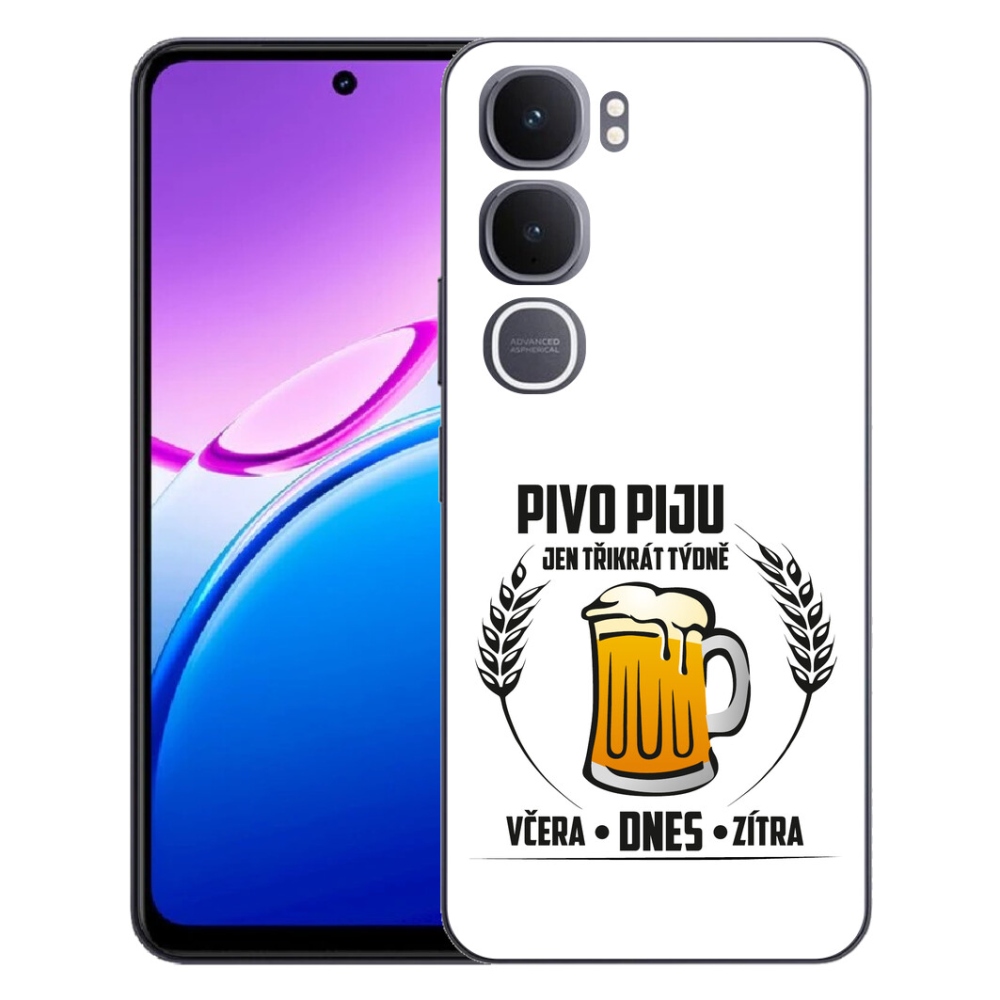 Gélový kryt mmCase na Vivo Y31 5G - pivný motív biele pozadie