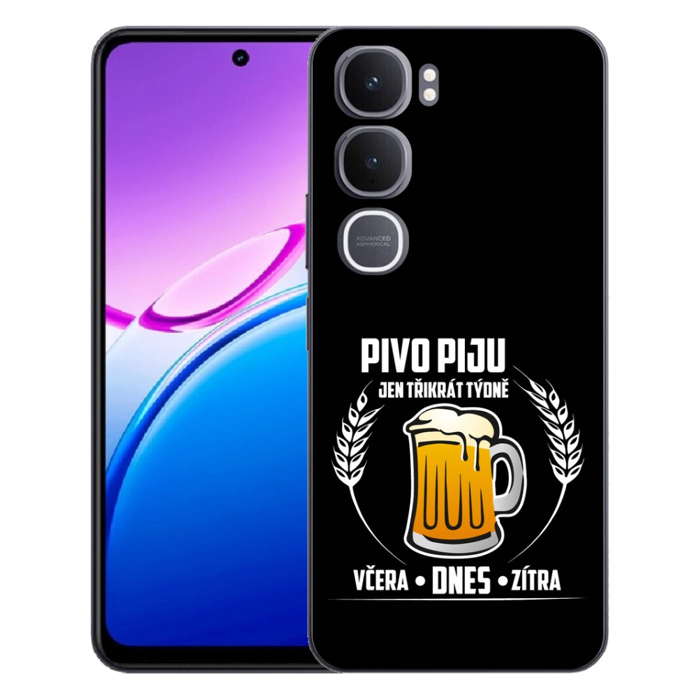 Gélový kryt mmCase na Vivo Y31 5G - pivný motív čierne pozadie