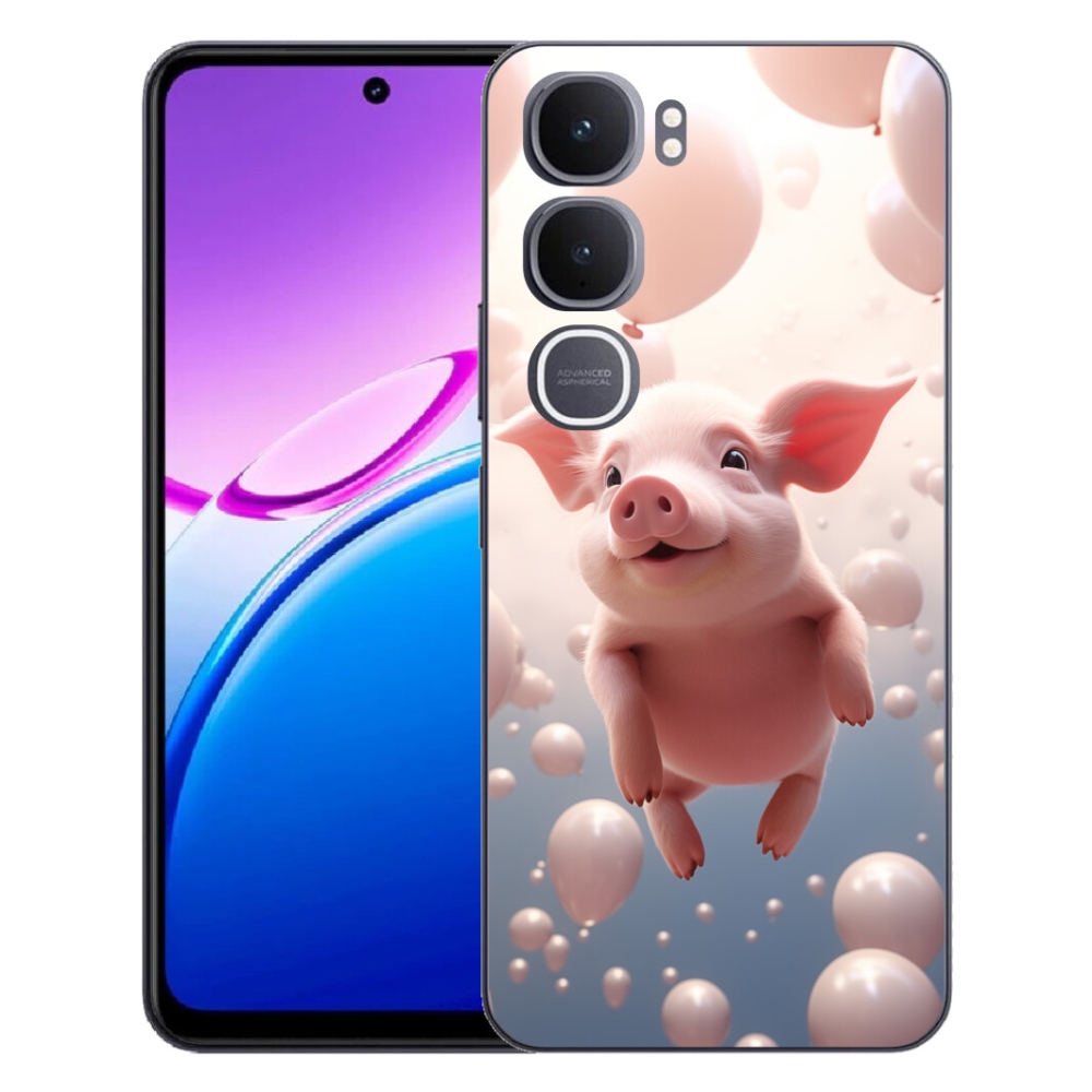 Gélový kryt mmCase na Vivo Y31 5G - prasiatko s balónikmi