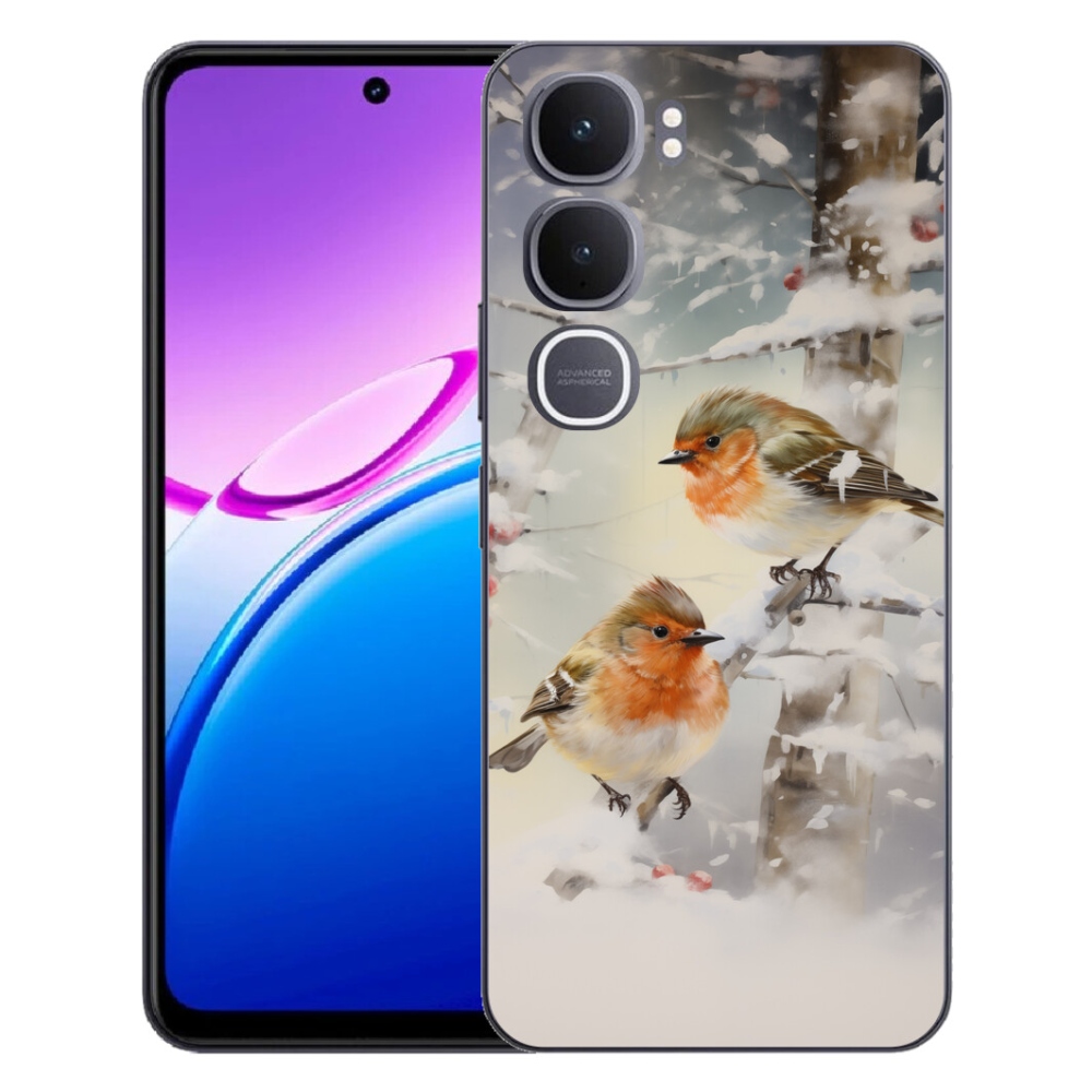 Gélový kryt mmCase na Vivo Y31 5G - vtáčiky v zime