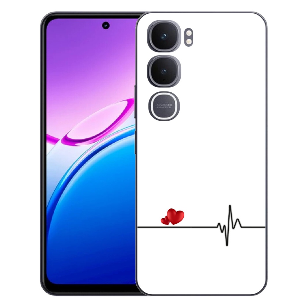 Gélový kryt mmCase na Vivo Y31 5G - srdce a tep biele pozadie