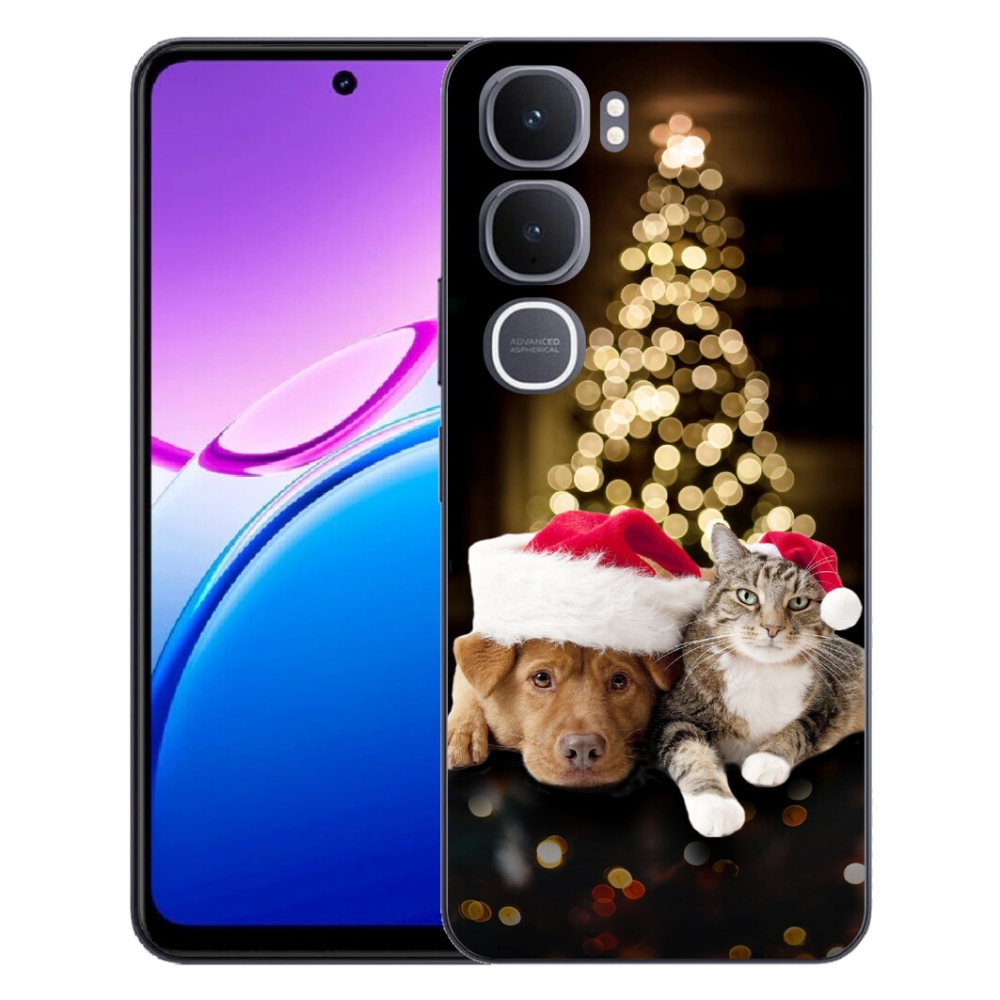Gélový kryt mmCase na Vivo Y31 5G - vianočný pes a mačka