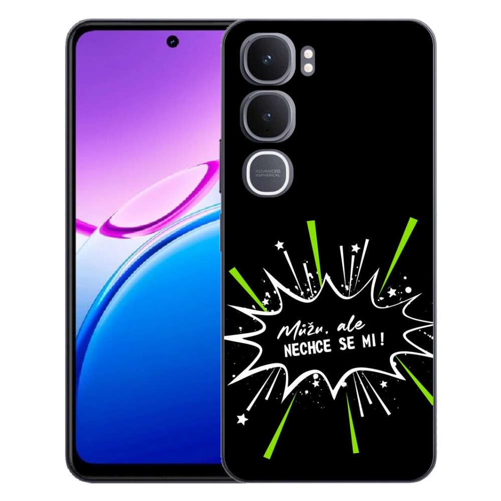 Gélový kryt mmCase na Vivo Y31 5G - vtipný text 11 čierne pozadie