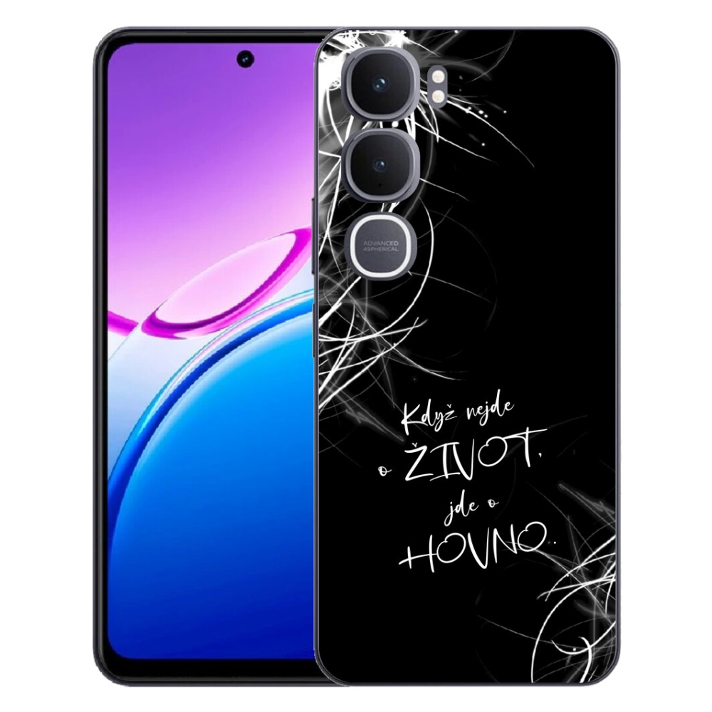 Gélový kryt mmCase na Vivo Y31 5G - vtipný text 16 čierne pozadie