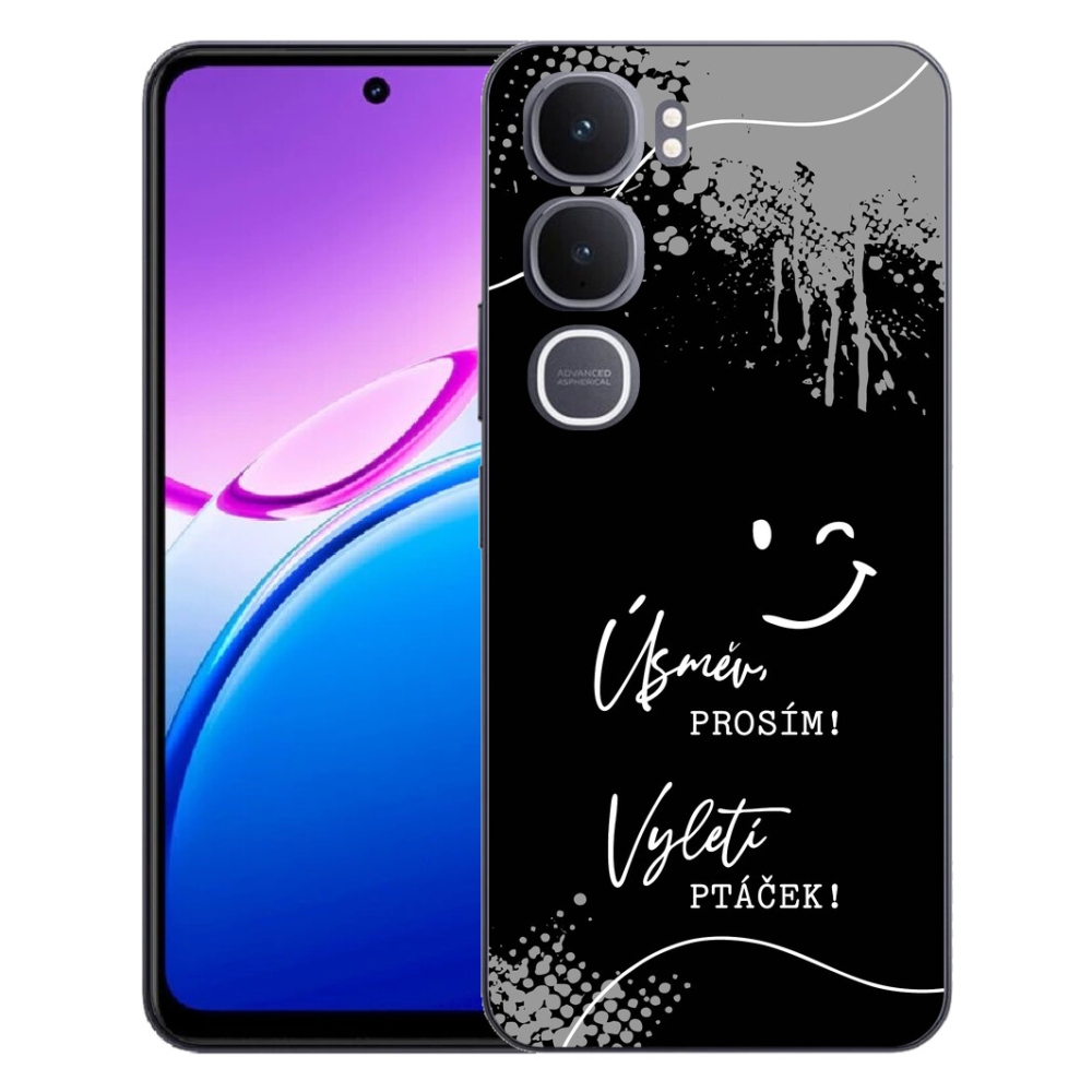 Gélový kryt mmCase na Vivo Y31 5G - vtipný text 4 čierne pozadie