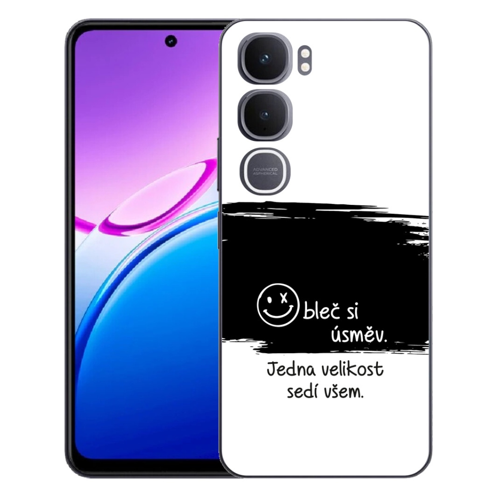 Gélový kryt mmCase na Vivo Y31 5G - vtipný text 8 čiernobiele pozadie