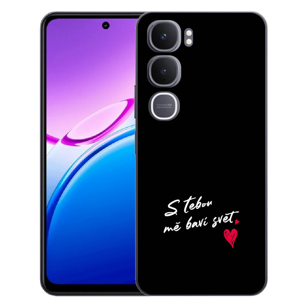 Gélový kryt mmCase na Vivo Y31 5G - zamilovaný text 1 čierne pozadie