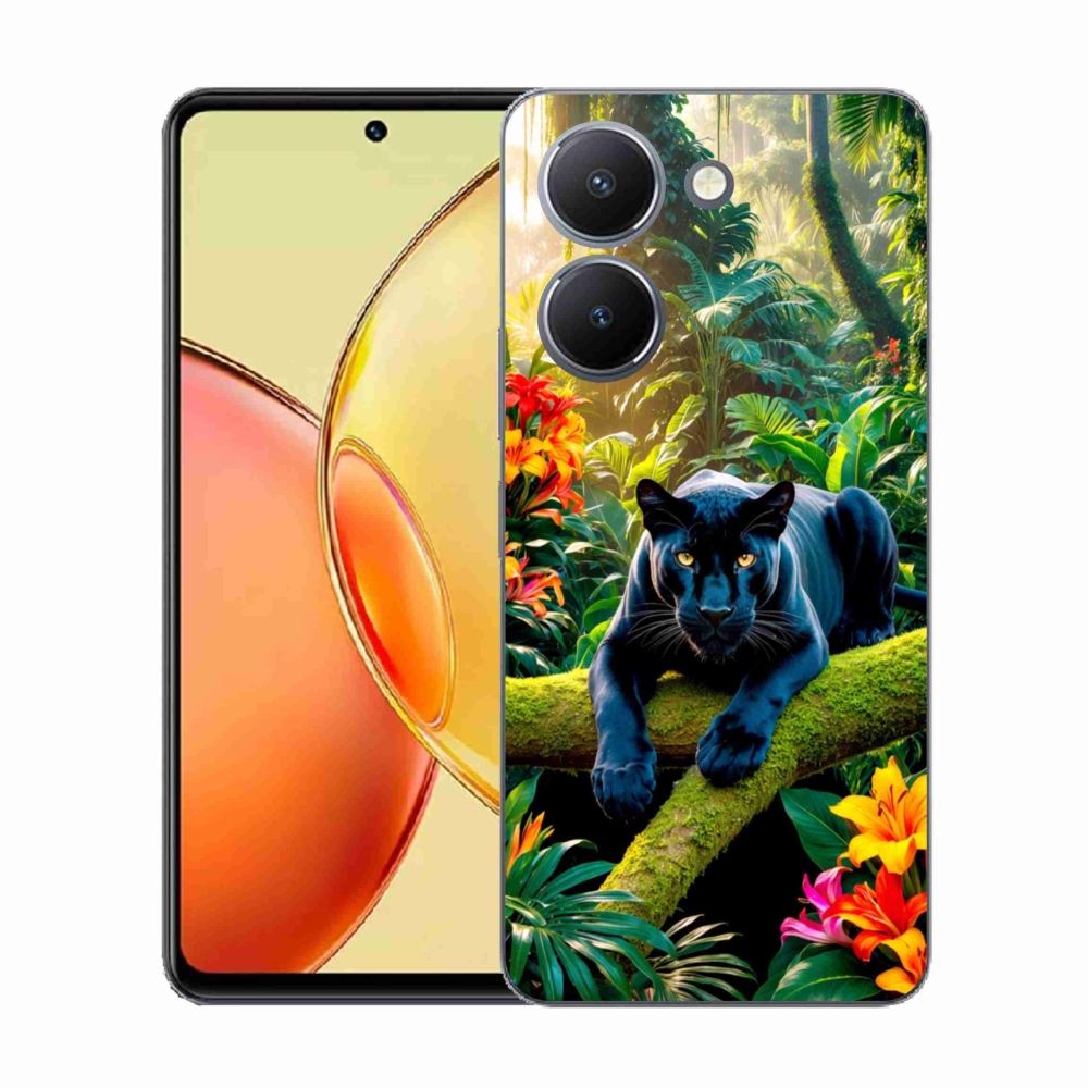 Gélový kryt mmCase na Vivo Y36 - čierny panter v džungli