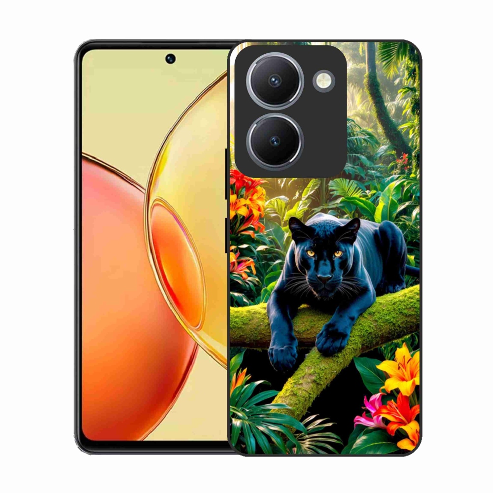 Gélový kryt mmCase na Vivo Y36 - čierny panter v džungli