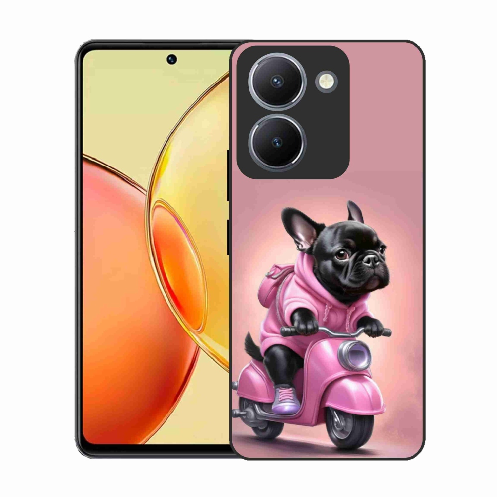 Gélový kryt mmCase na Vivo Y36 - francúzsky buldoček na skútri