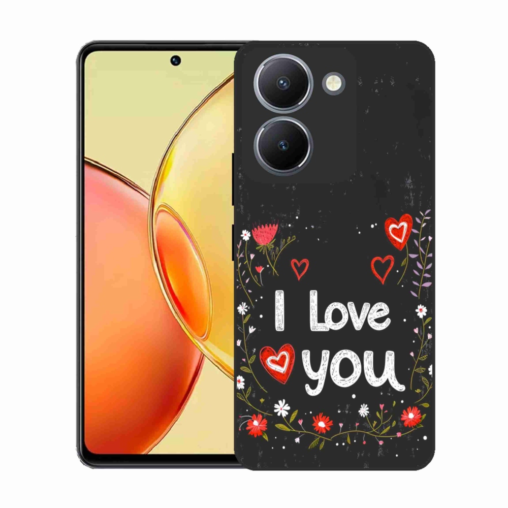 Gélový kryt mmCase na Vivo Y36 - I love you čierne pozadie
