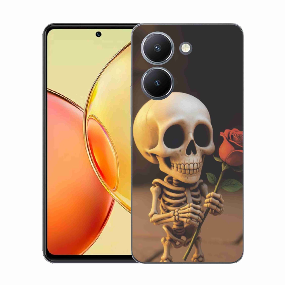 Gélový kryt mmCase na Vivo Y36 - kostlivec s ružou