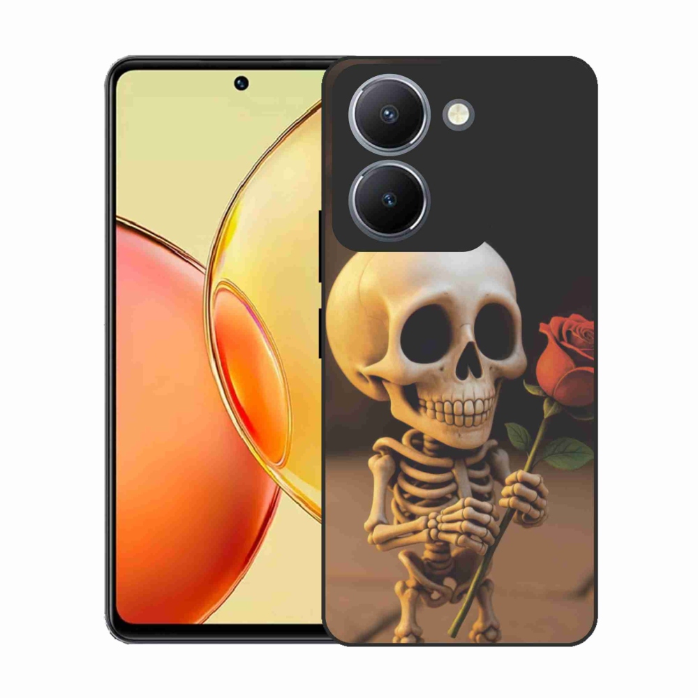 Gélový kryt mmCase na Vivo Y36 - kostlivec s ružou