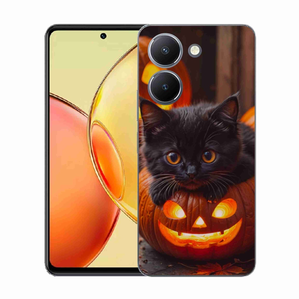 Gélový kryt mmCase na Vivo Y36 - mačiatko a tekvica