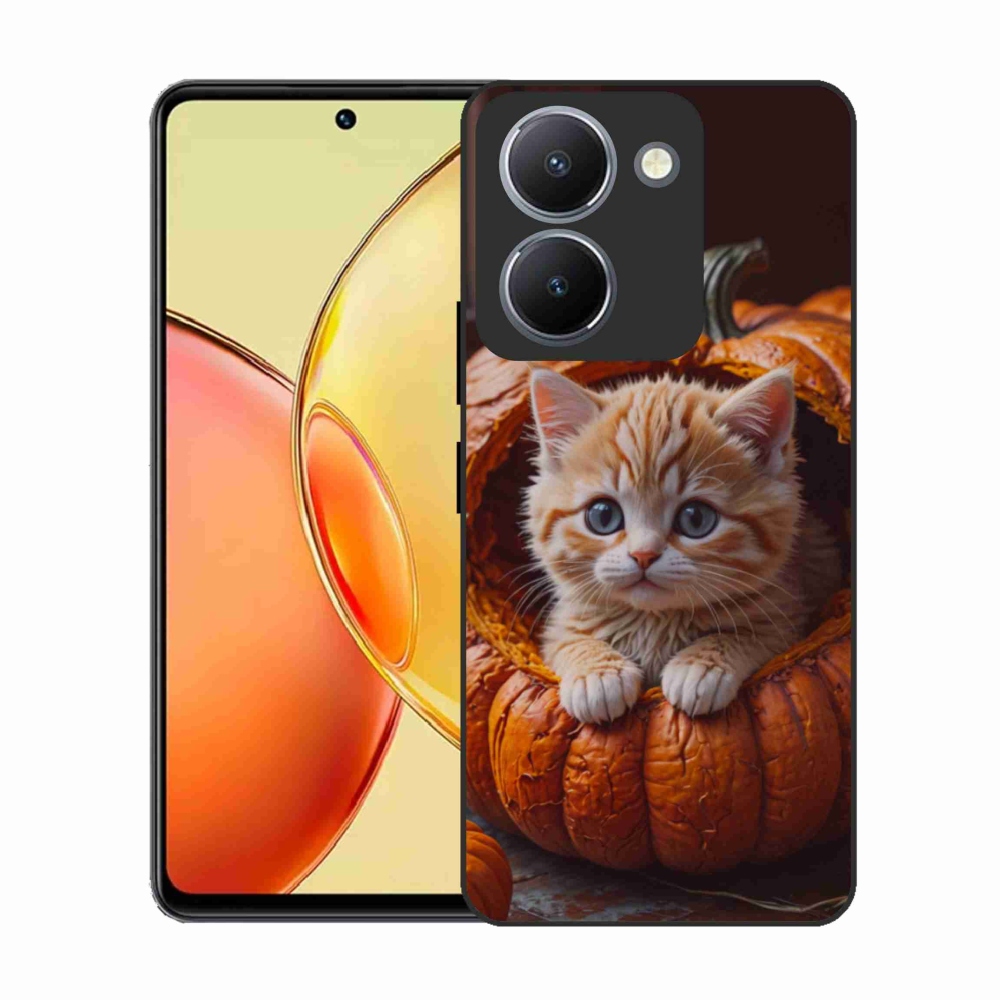 Gélový kryt mmCase na Vivo Y36 - mačiatko a tekvica 2