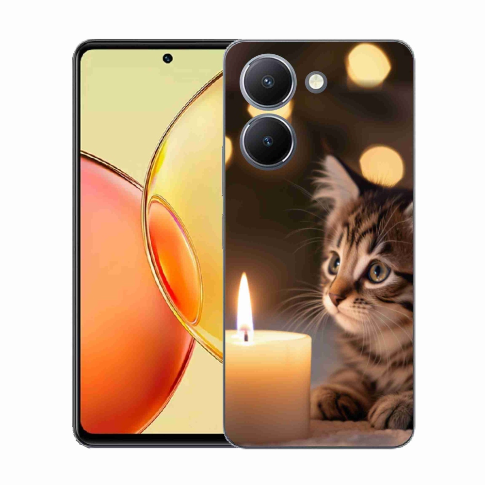 Gélový kryt mmCase na Vivo Y36 - mačiatko a sviečka