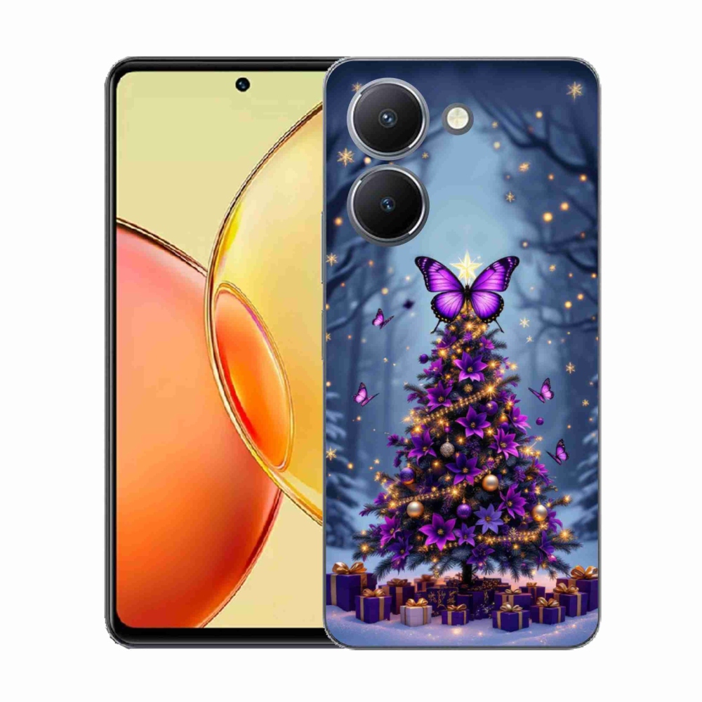 Gélový kryt mmCase na Vivo Y36 - motýlí vianočný stromček