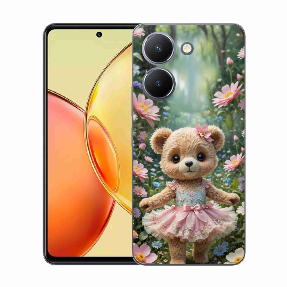 Gélový kryt mmCase na Vivo Y36 - roztomilý medvedík v kvetoch