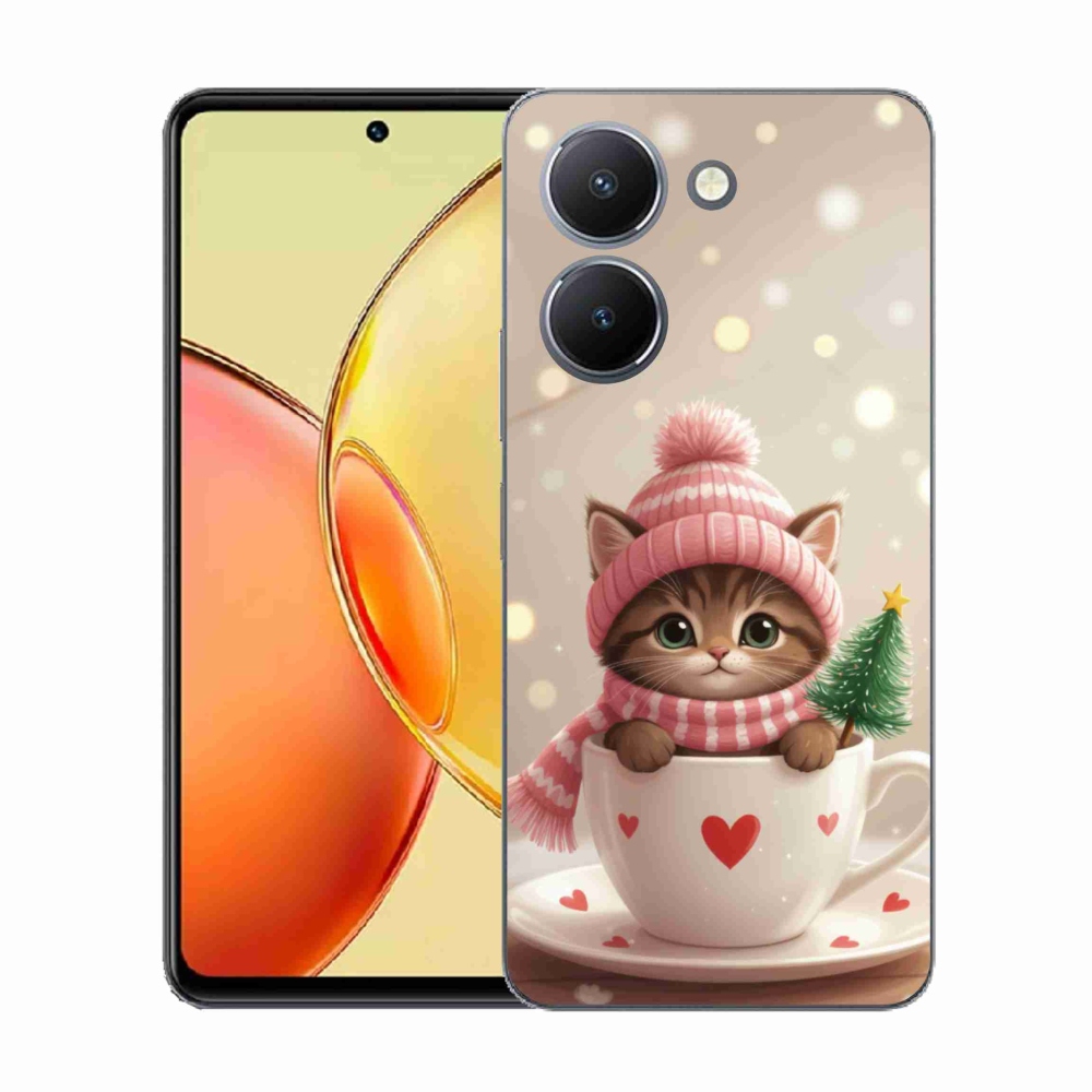 Gélový kryt mmCase na Vivo Y36 - vianočné mačiatko v hrnčeku