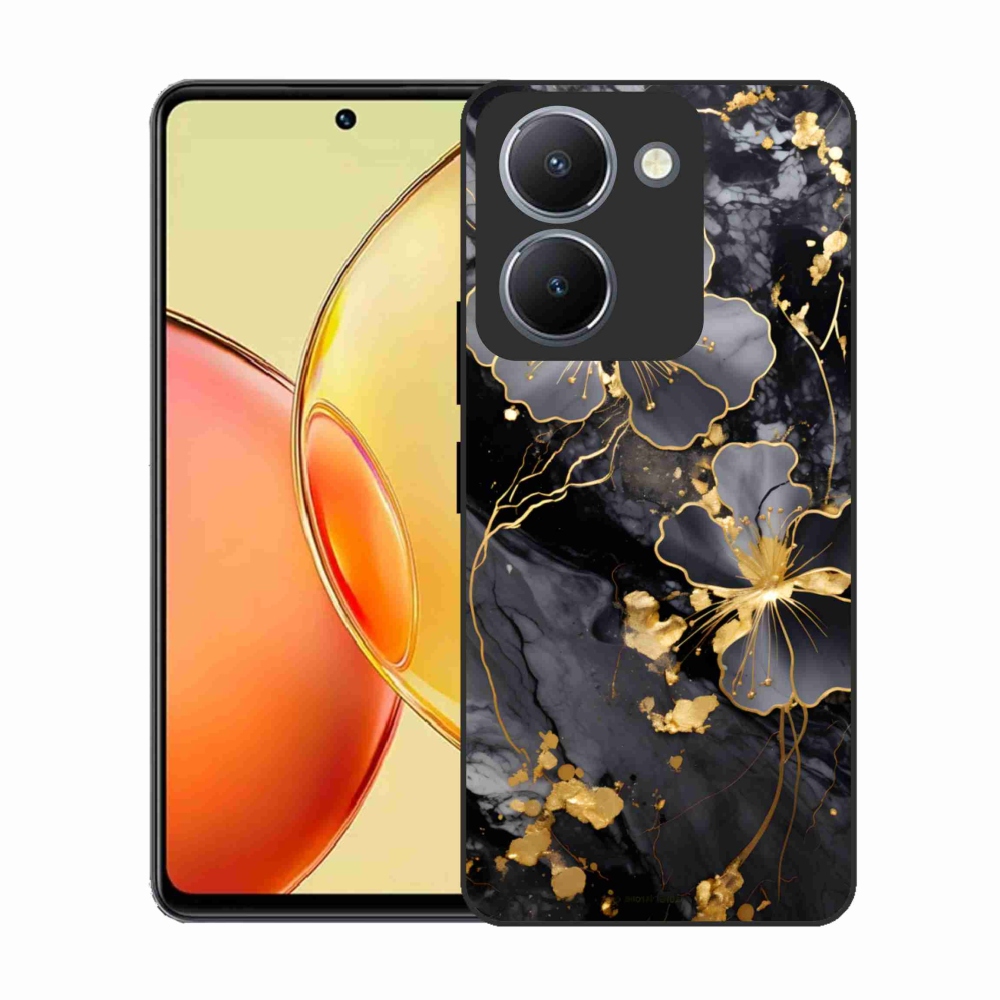 Gélový kryt mmCase na Vivo Y36 - zlaté kvety