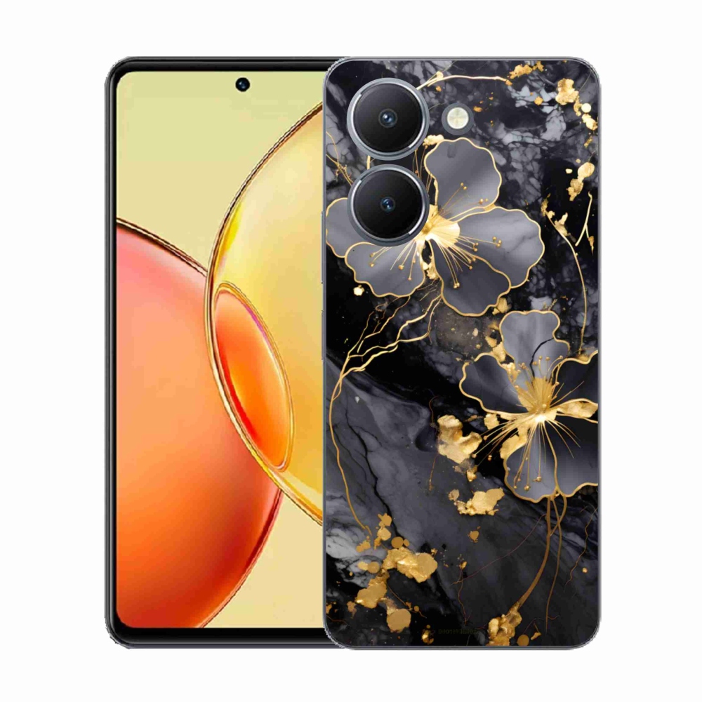 Gélový kryt mmCase na Vivo Y36 - zlaté kvety