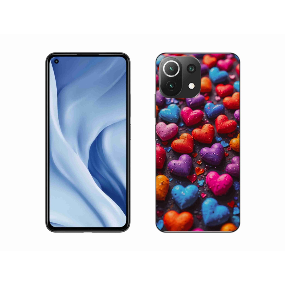 Gélový kryt mmCase na Xiaomi 11 Lite 5G NE - farebné srdcia