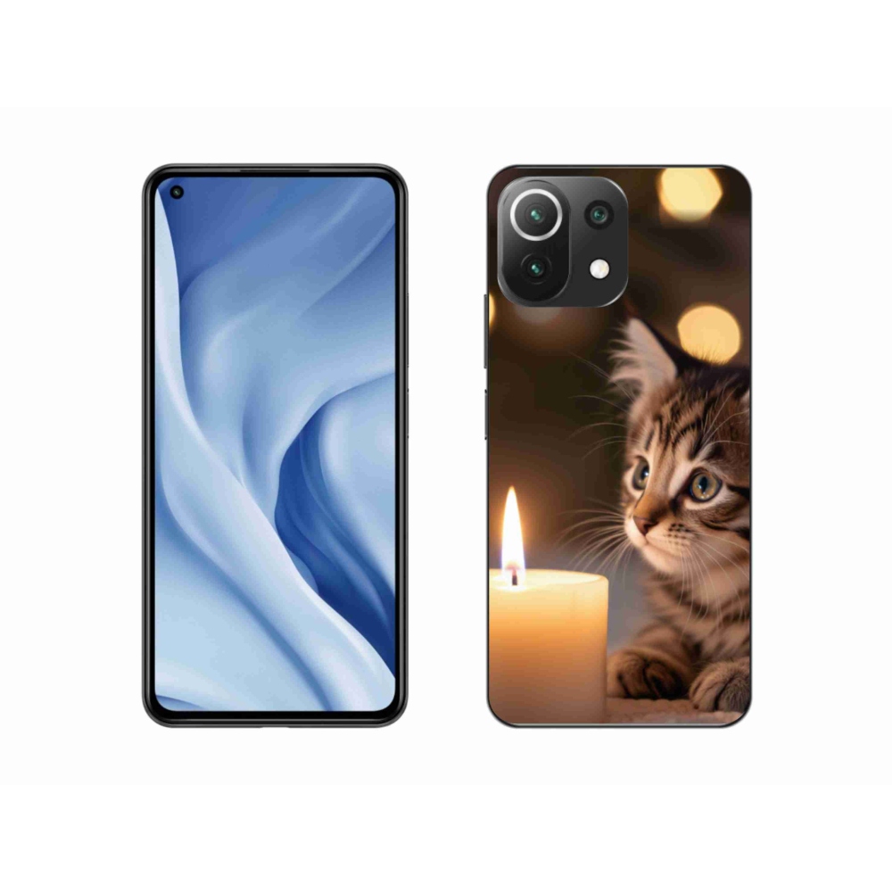 Gélový kryt mmCase na Xiaomi 11 Lite 5G NE - mačiatko a sviečka