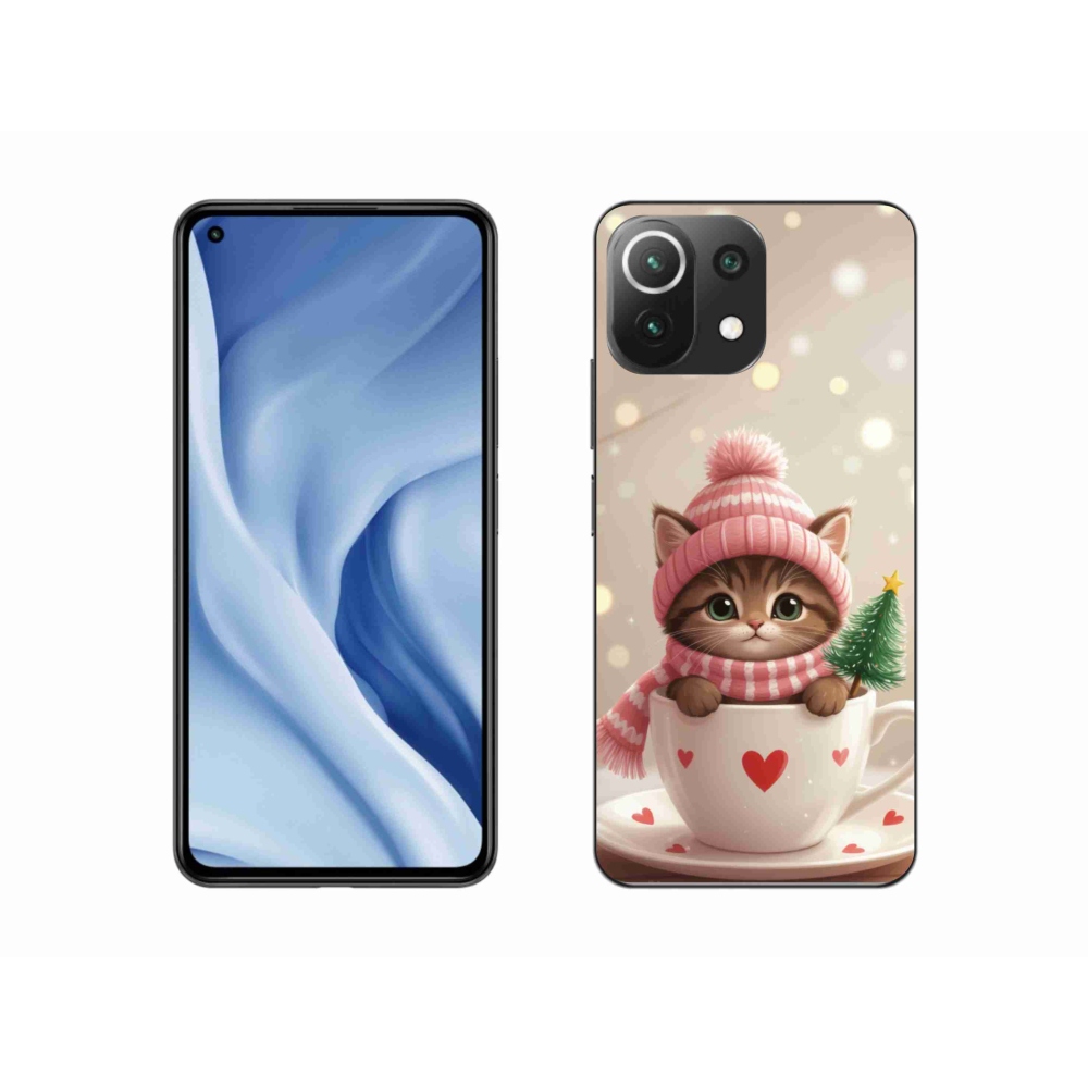 Gélový kryt mmCase na Xiaomi 11 Lite 5G NIE - vianočné mačiatko v hrnčeku