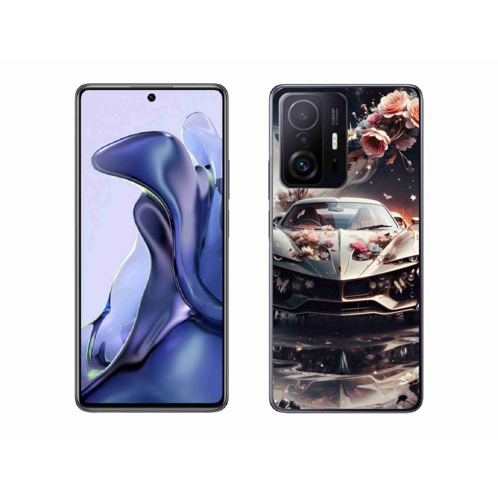 Gélový kryt mmCase na Xiaomi 11T - kvetinový športový automobil