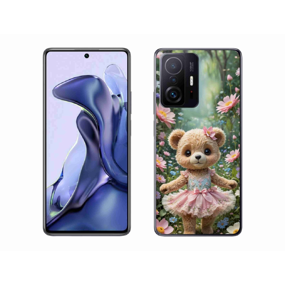 Gélový kryt mmCase na Xiaomi 11T Pro - roztomilý medvedík v kvetoch