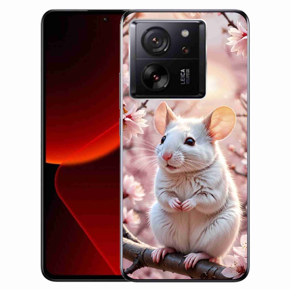 Gélový kryt mmCase na Xiaomi 13T/13T Pro - biela myš na vetve
